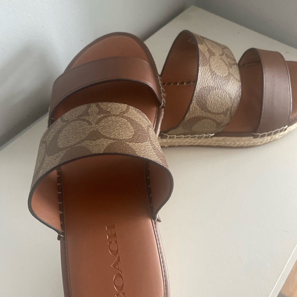 Coach Leather and Patterned Sandals